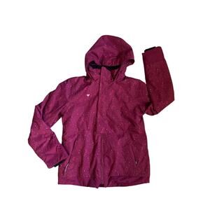 obermeyer Girls Taja Print large 14-16 Ski Snow Jacket Pink Purple Stars moons